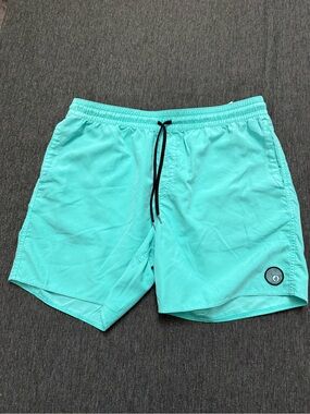 Volcom Men's teal/aqua  Swim Shorts with Black Drawstring size XXL